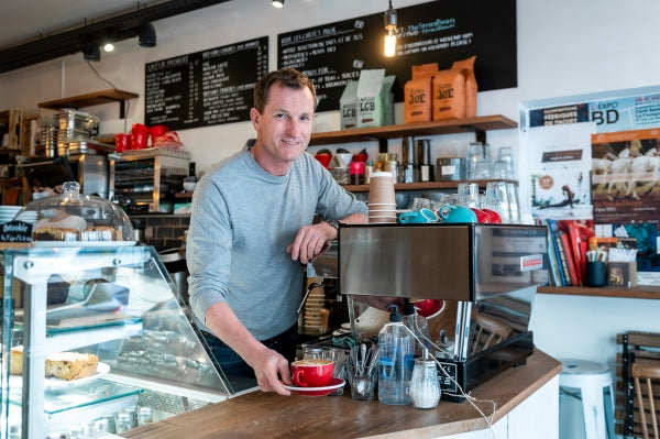 Chris, the Marzocco and a coffee